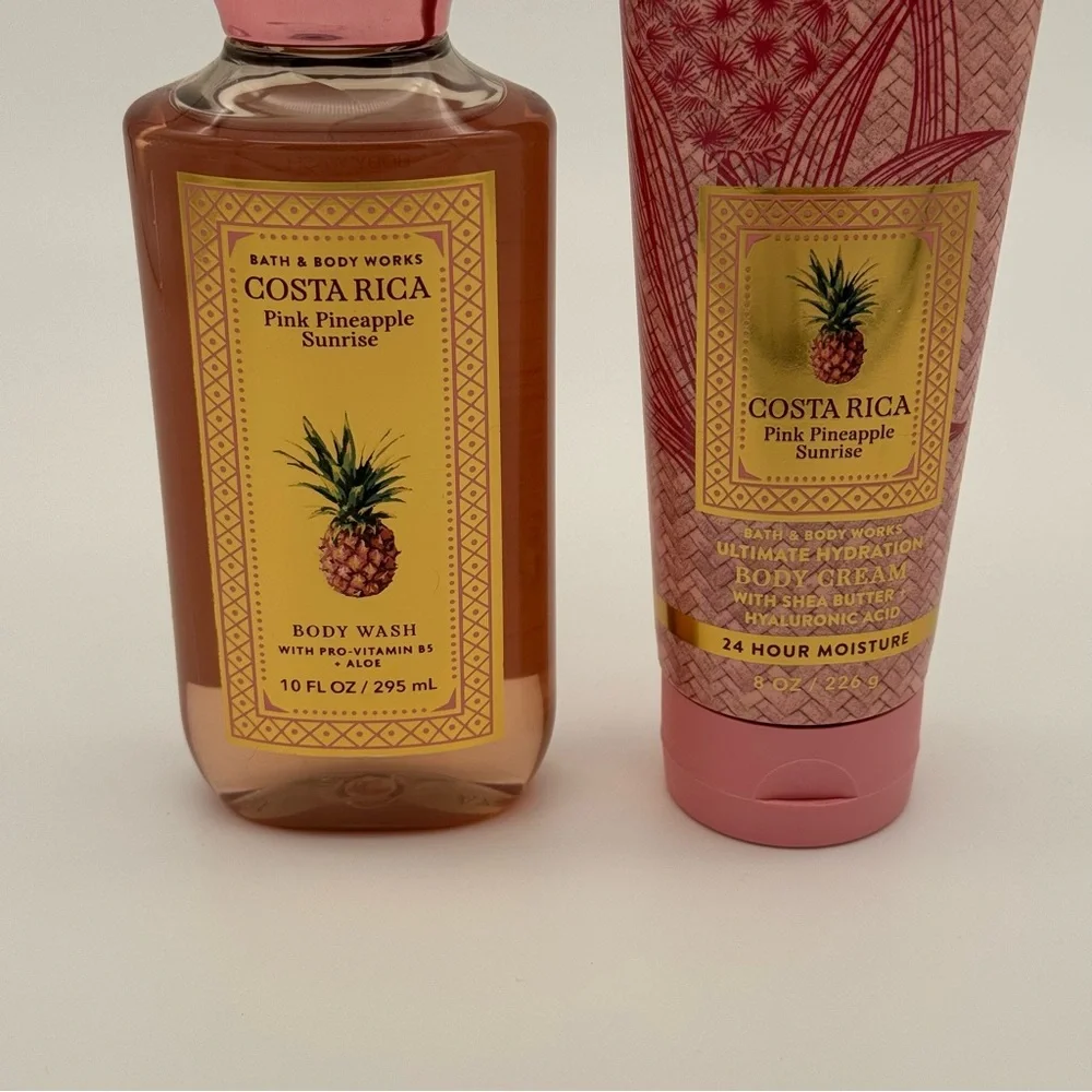 Bath & Body Works Pink Pineapple Sunrise Body Cream & Body Wash Tropical Set NWT